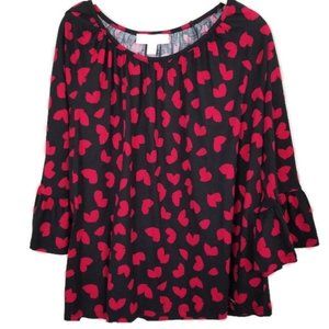 MICHAEL KORS HEARTS BLACK TOP W/SCARLET RED HEARTS